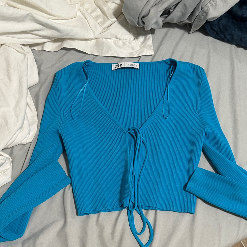 Zara Vibrant Blue Ribbed Crop Top